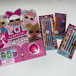 74 Piece LOL Surprise BUNDLE!! Game w/ Surprise Toy & SCENTED Stationary Set!!